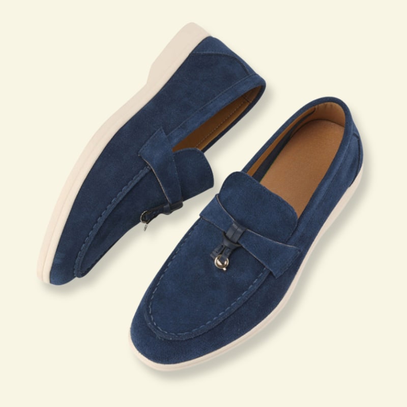 Loafers Damen aus Wildleder mit Schnalle und Gummisohle 4