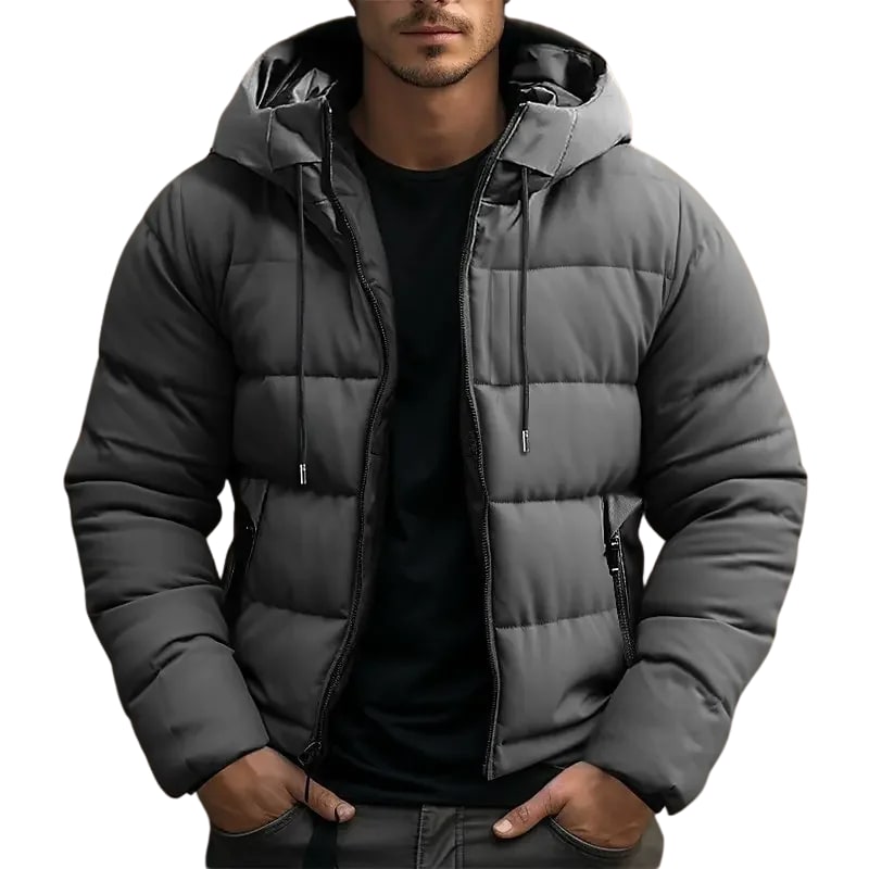 Puffer Jacket Herren mit Kapuze, Warme Daunenjacke 3