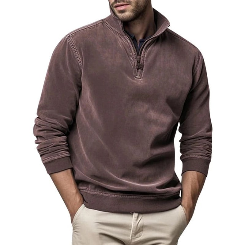 Quarter Zip Herren, Freizeit Pullover mit Stehkragen 9