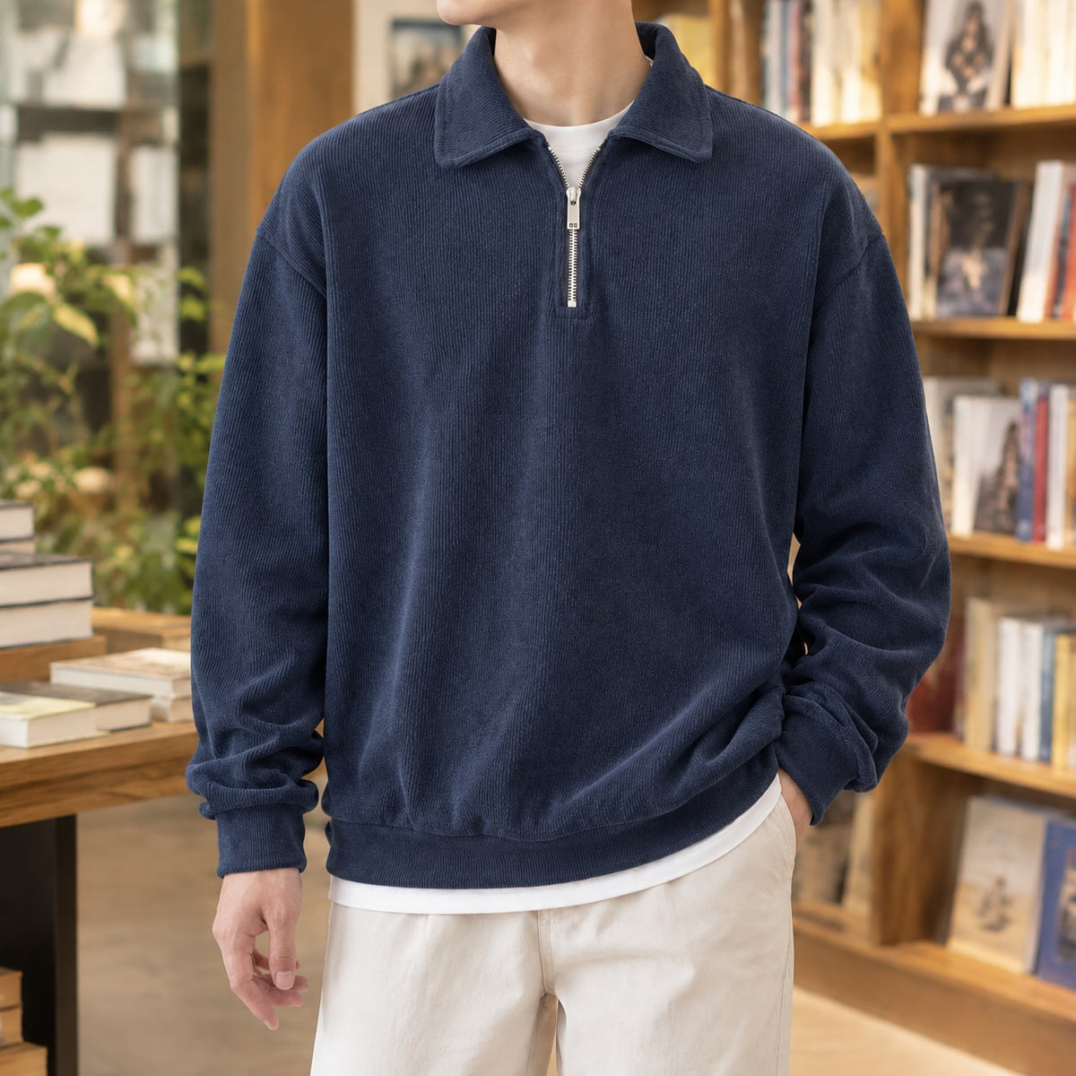 Quarter Zip Sweater für Herren mit Polokragen, Ansicht 5