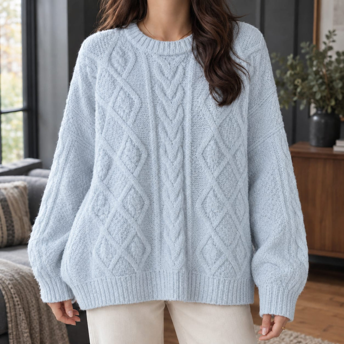 Cable Sweater für Damen mit Zopfmuster, Ansicht 4
