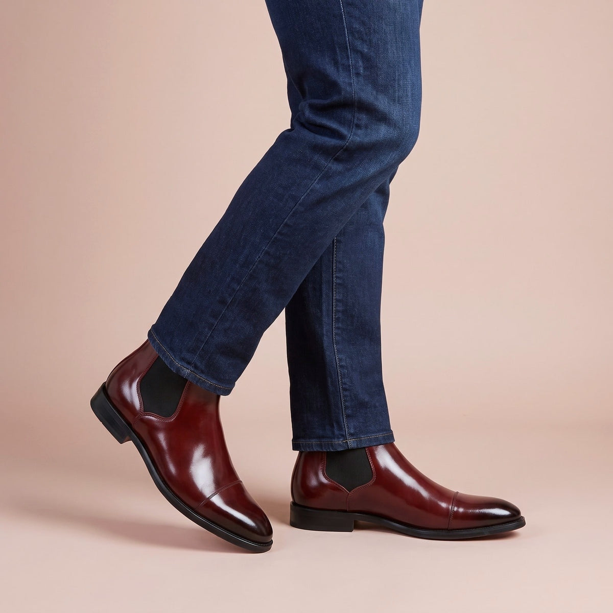 Chelsea Boots für Herren aus Echtleder in Bordeaux