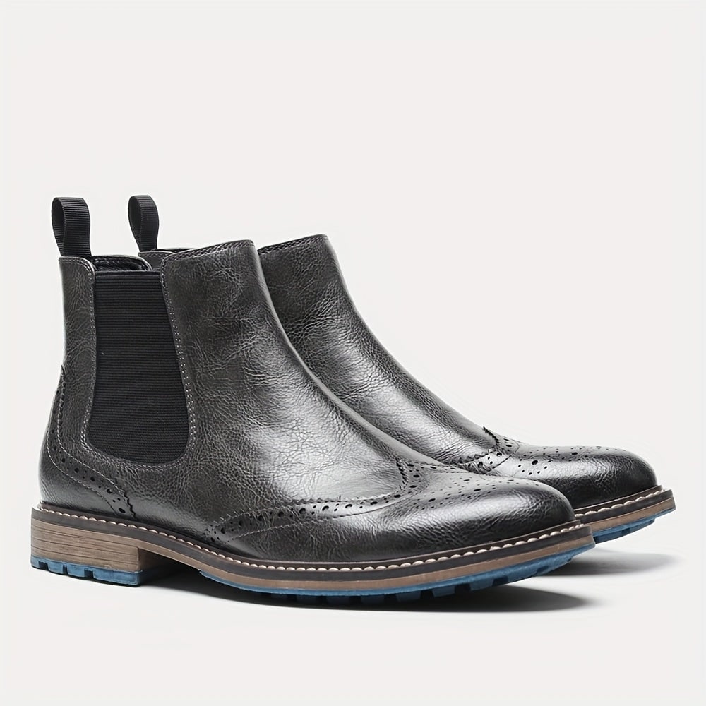 Chelsea Boots für Herren mit Lochmuster in Grau