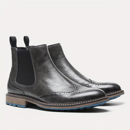 Chelsea Boots für Herren mit Lochmuster in Grau