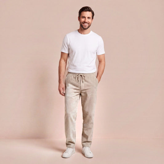 Cordhosen für Herren, Relaxed Hose aus breitem Cord mit Kordelzug