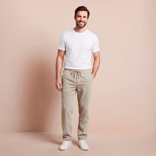 Cordhose Herren Relaxed Fit mit Kordelzug aus breitem Cord 1