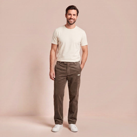 Cordhosen für Herren, Relaxed Hose mit weitem Bein aus Feincord