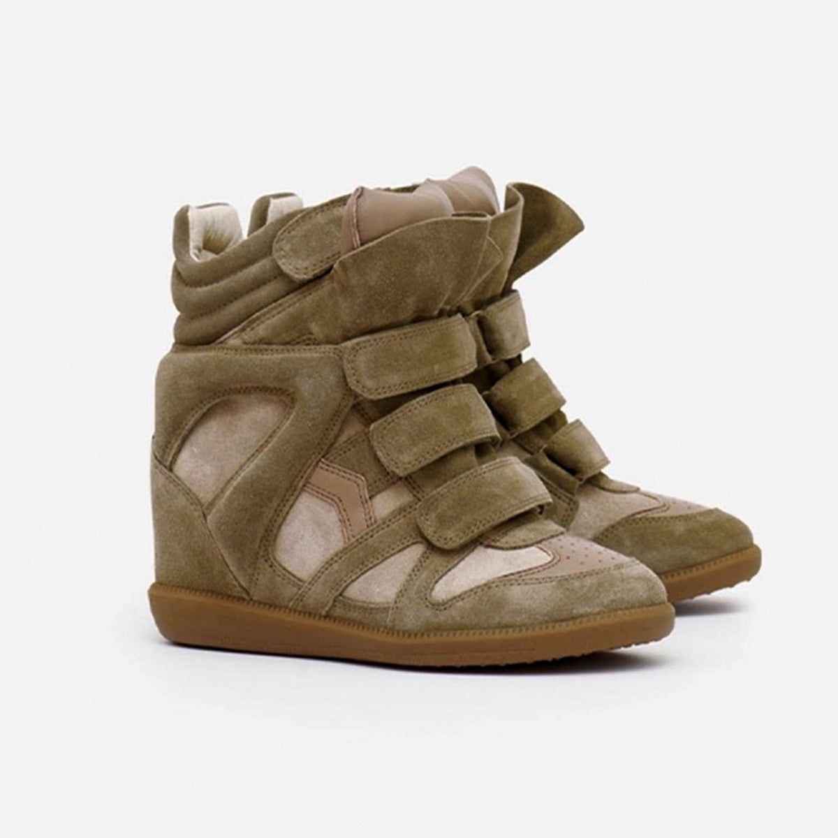 Taupefarbener High-Top Sneaker mit Keilabsatz 8