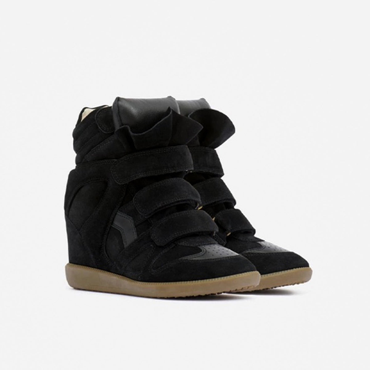 Schwarzer High-Top Sneaker mit Keilabsatz 9