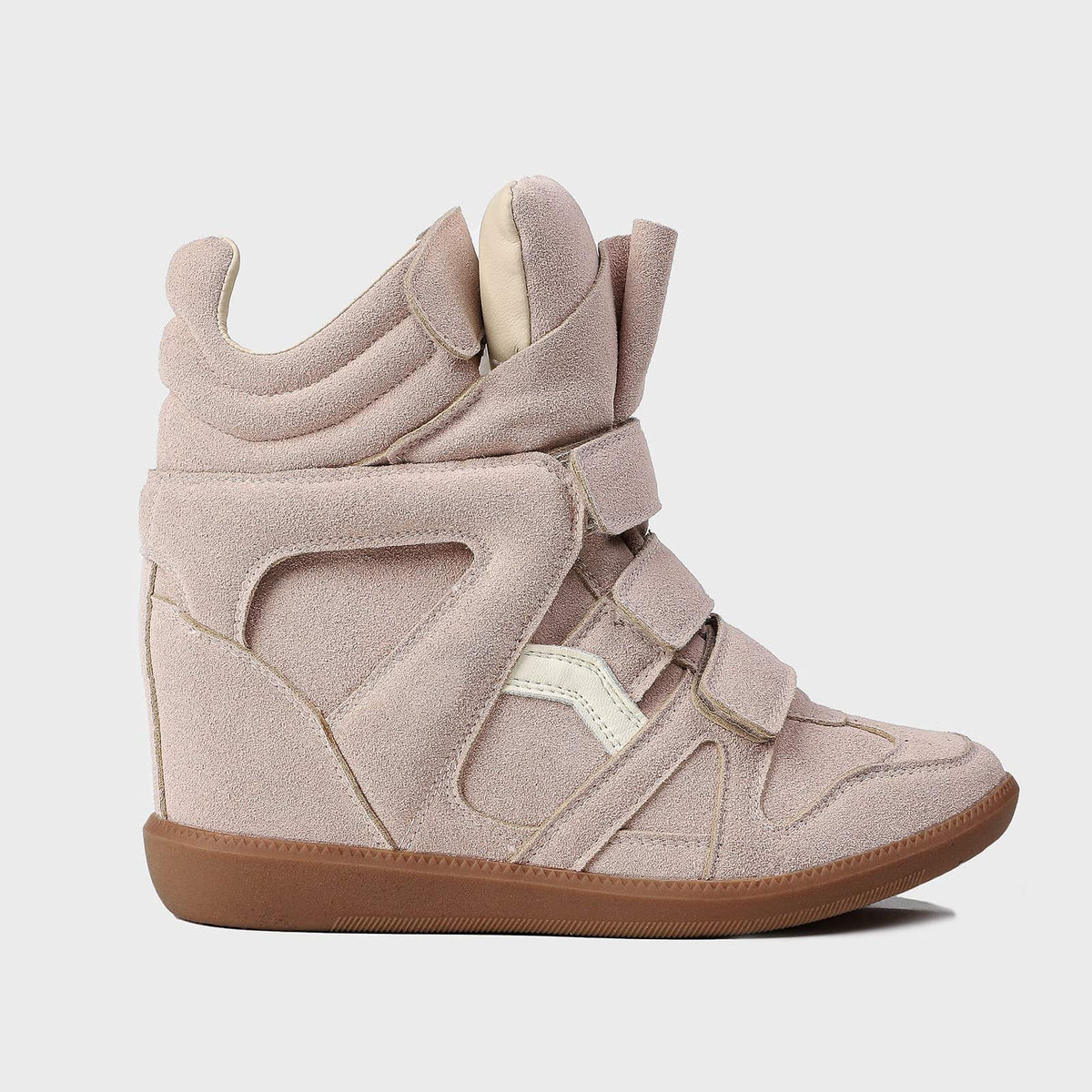 Rosafarbener High-Top Sneaker mit Keilabsatz 10