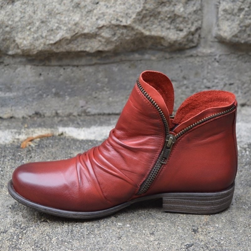 Rote Ankle Boots Seitenansicht 9