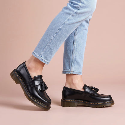 Loafers Damen aus Leder mit Fransen und flacher Sohle 1