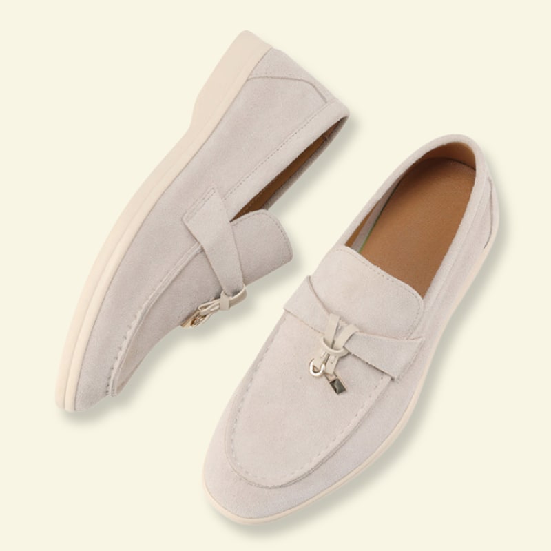 Loafers Damen aus Wildleder mit Schnalle und Gummisohle 1