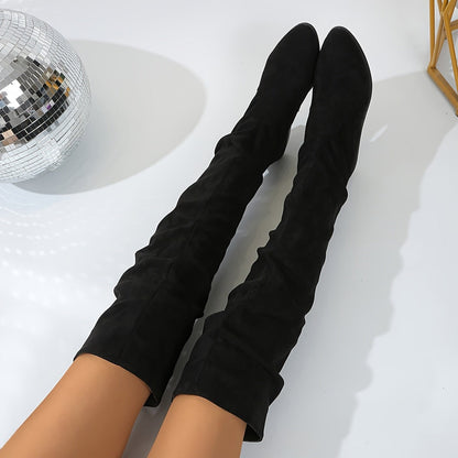 Schwarze Overknee-Stiefel zum Reinschlüpfen 3