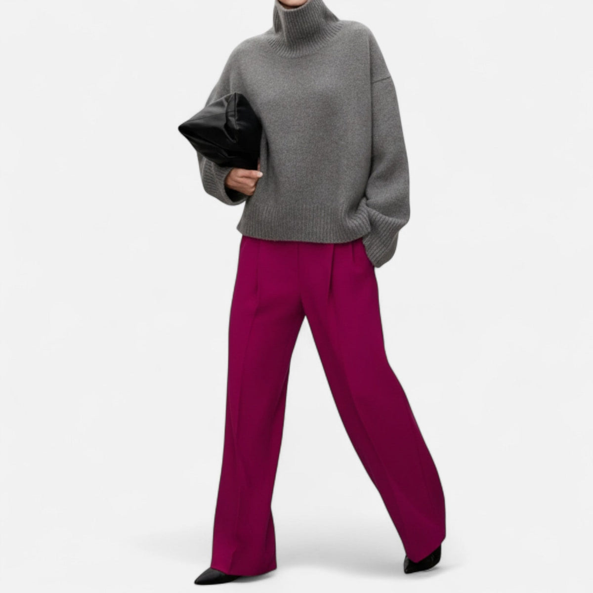 Wollpullover Damen, Rollkragenpullover in Oversize-Form 8
