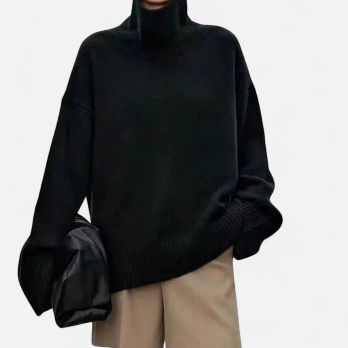 Wollpullover Damen, Rollkragenpullover in Oversize-Form 3