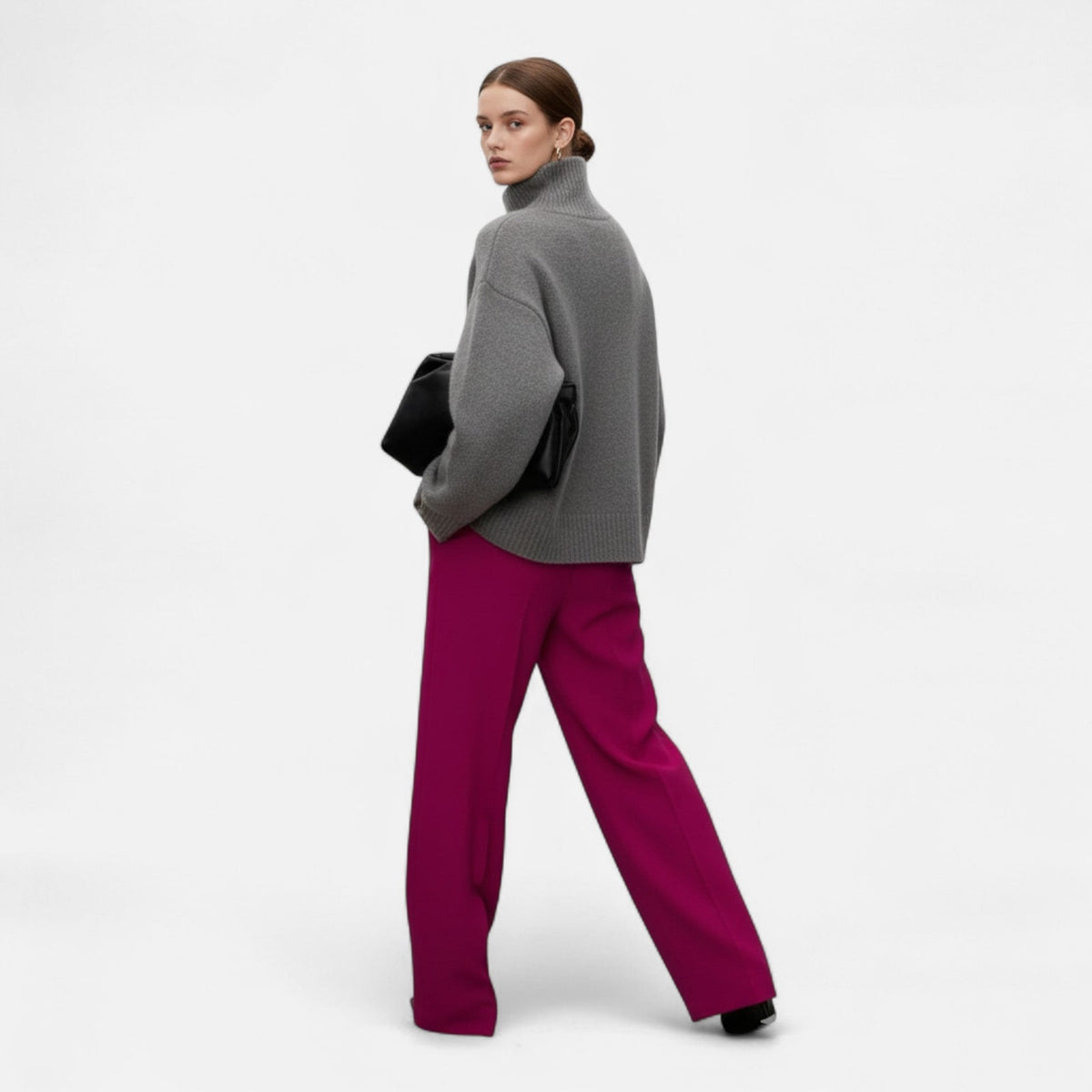 Wollpullover Damen, Rollkragenpullover in Oversize-Form 7