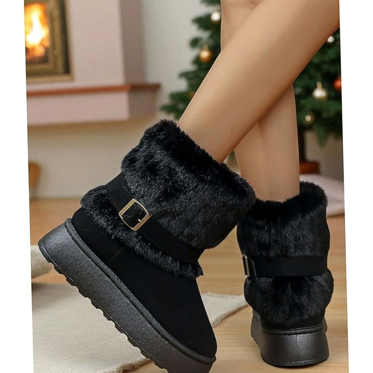 Schwarze Schneestiefel getragen 10