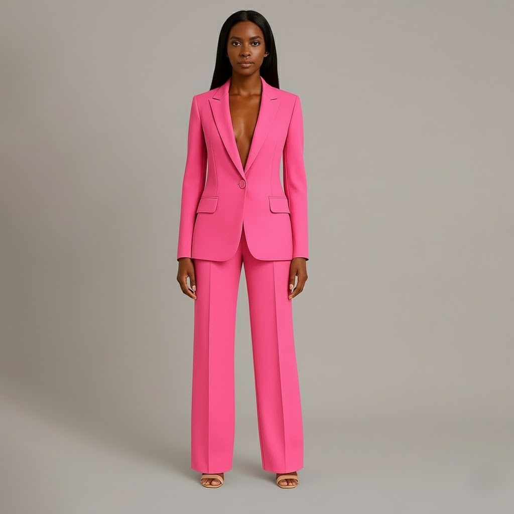 Damen-Set Mantel Anzug mit weiter Hose in Rosa