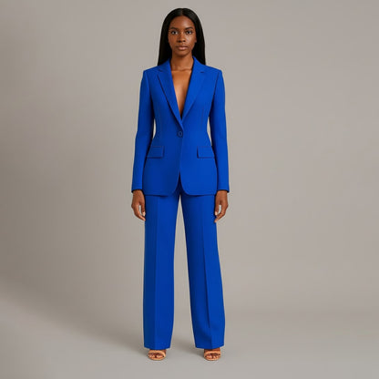 Damen-Set Mantel Anzug mit weiter Hose in Blau
