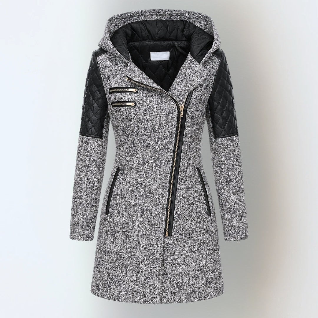 Hellgraue Winterjacke mit Reißverschluss einzeln 6