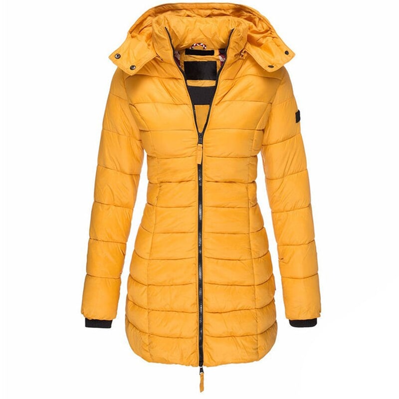 Daunenjacke mit Kapuze für Damen in Gelb