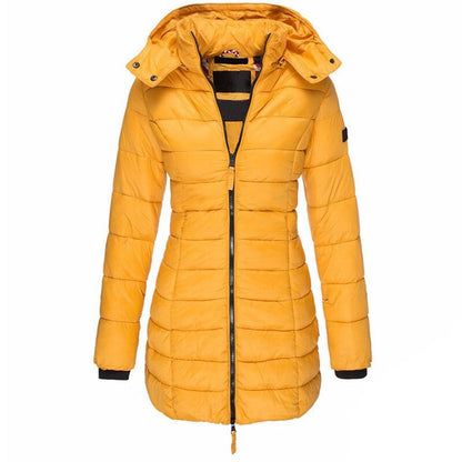 Daunenjacke mit Kapuze für Damen in Gelb
