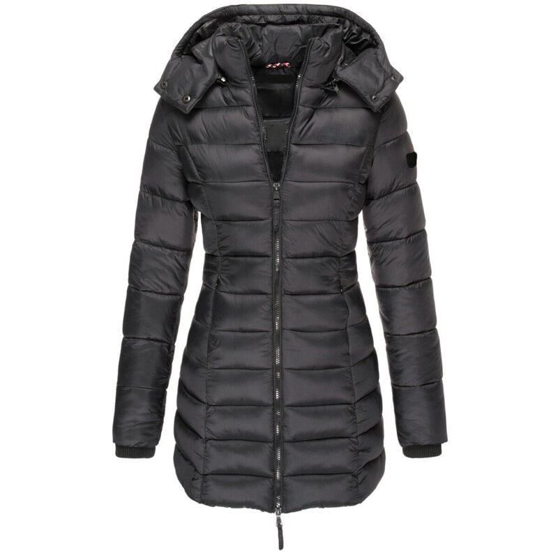 Daunenjacke mit Kapuze für Damen in Schwarz