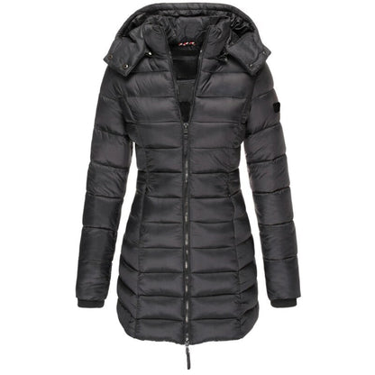 Daunenjacke mit Kapuze für Damen in Schwarz