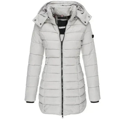 Daunenjacke mit Kapuze für Damen in Hellgrau