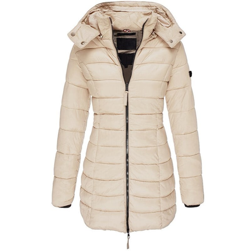 Daunenjacke mit Kapuze für Damen in Beige