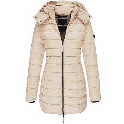 Daunenjacke mit Kapuze für Damen in Beige