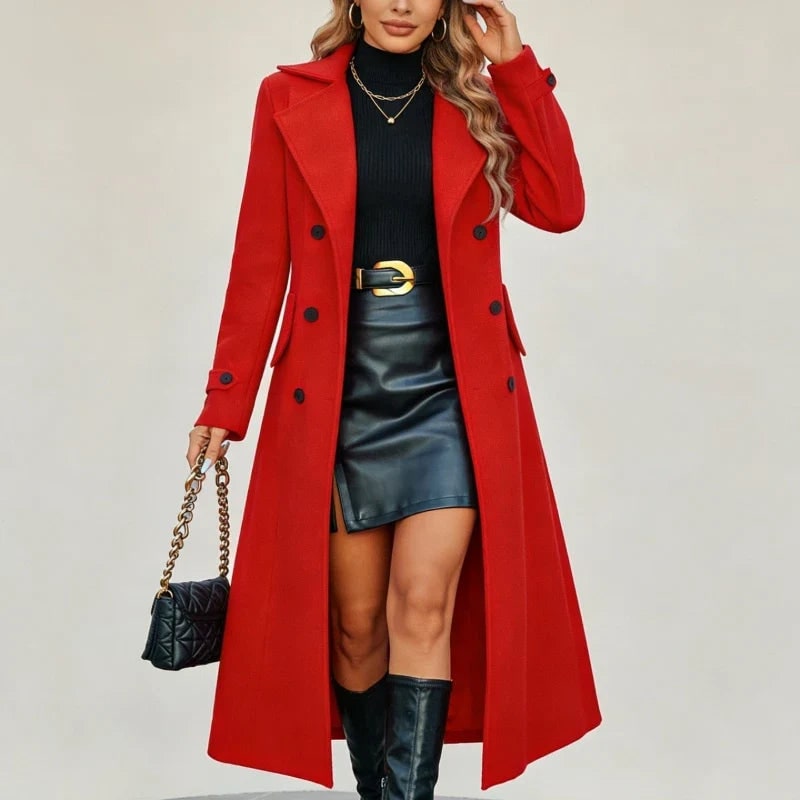Roter doppelreihiger Mantel 5