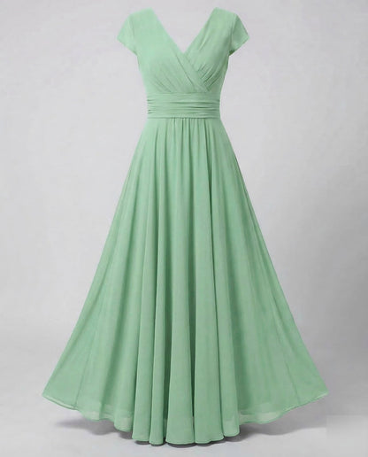 Abend Maxikleid elegant mit V-Ausschnitt und Raffung 2
