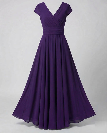 Abend Maxikleid elegant mit V-Ausschnitt und Raffung 3