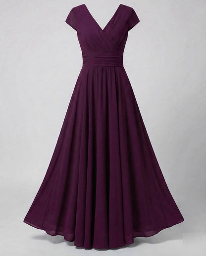 Abend Maxikleid elegant mit V-Ausschnitt und Raffung 4