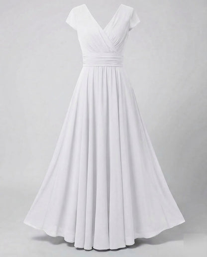 Abend Maxikleid elegant mit V-Ausschnitt und Raffung 5
