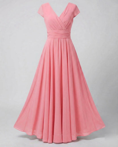 Abend Maxikleid elegant mit V-Ausschnitt und Raffung 6