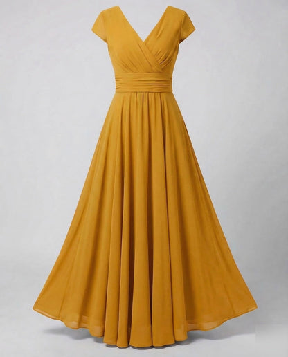 Abend Maxikleid elegant mit V-Ausschnitt und Raffung 7