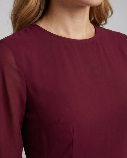 Langarm Maxikleid elegant mit Glockenärmeln und Volant 4