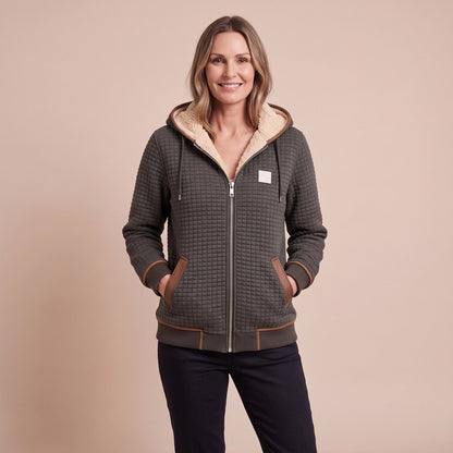 Fleecepullover Damen mit Reißverschluss und Kapuze 1