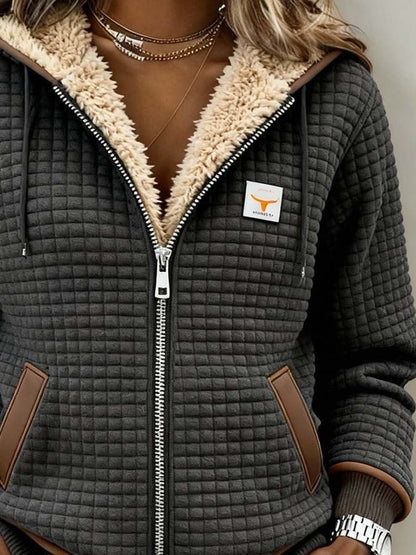 Fleecepullover Damen mit Reißverschluss und Kapuze 2