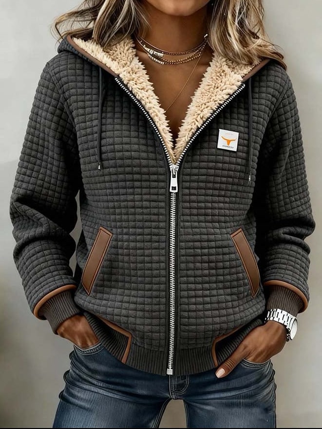 Fleecepullover Damen mit Reißverschluss und Kapuze 1