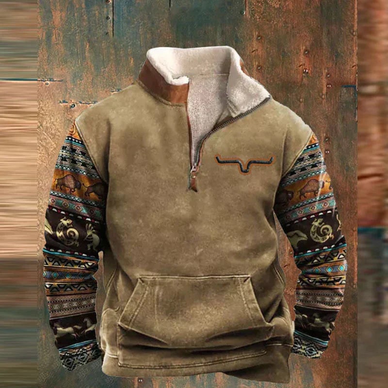 Fleecepullover Herren mit Quarter Zip und Teddykragen 2