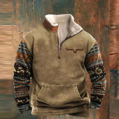 Fleecepullover Herren mit Quarter Zip und Teddykragen 2