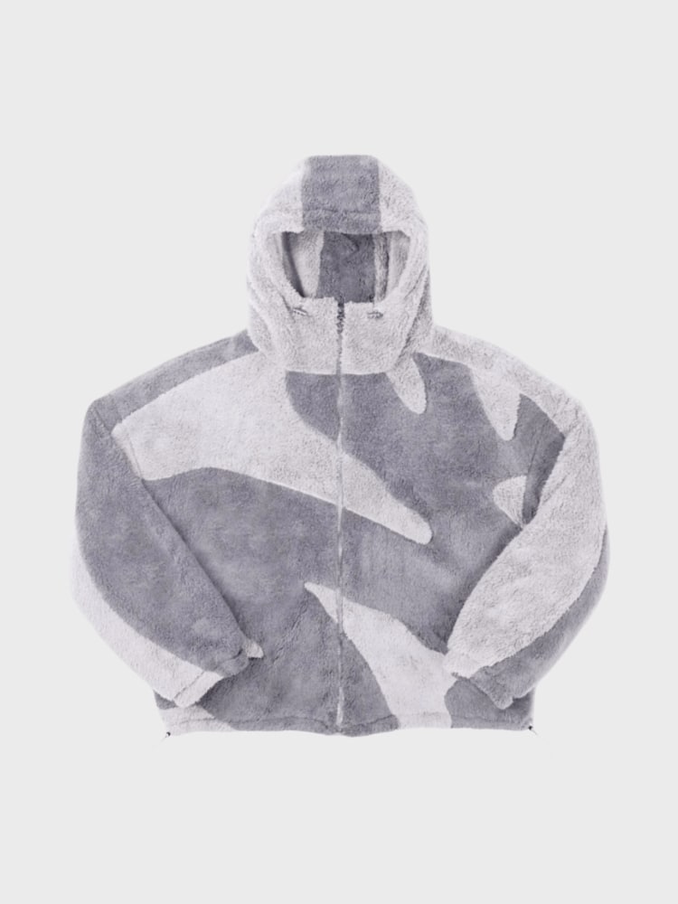 Teddy Fleecejacke für Herren in Hellgrau, Produktansicht