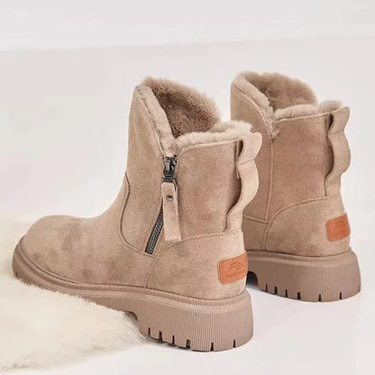 Gefütterte Winter Boots für Damen in Beige mit Reißverschluss