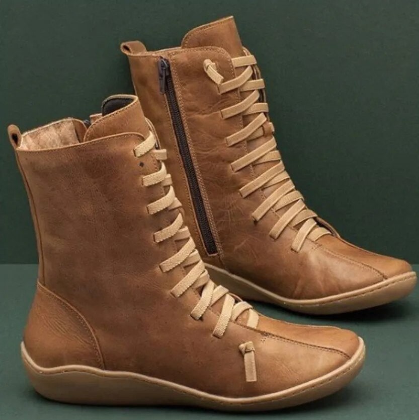 Winterstiefel aus Leder für Damen in Braun, Paar