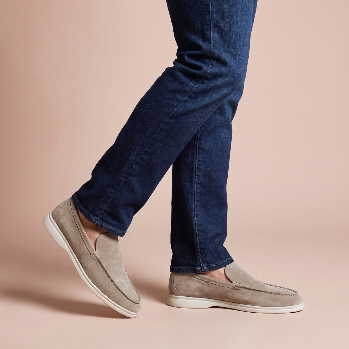 Loafers Herren aus Wildleder mit Ziernähten und flacher Sohle 1