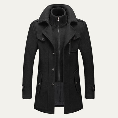 Herren Winterjacke im Trenchcoat Stil in Schwarz